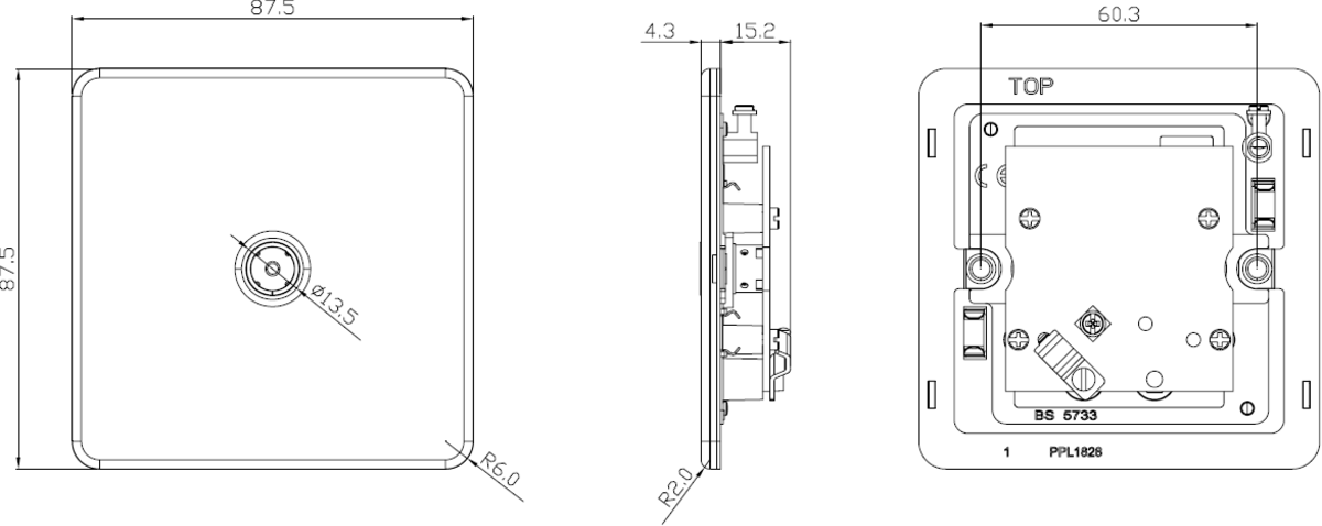 Additional image of Smoked Bronze Screwless TV Outlet