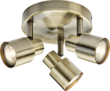 230V GU10 Triple Spotlight - Antique Brass
