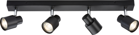 230V GU10 Quad Bar Spotlight - Matt Black