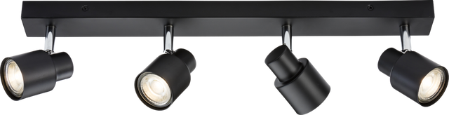 230V GU10 Quad Bar Spotlight - Matt Black