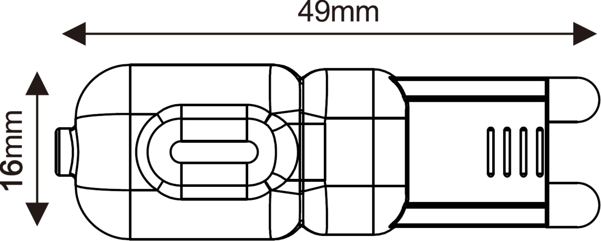 G9 230V 2W LED Capsule Cool White 4000K Side View