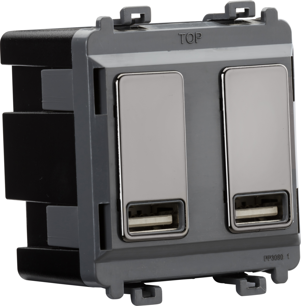 Dual USB Charger Module - Black Nickel