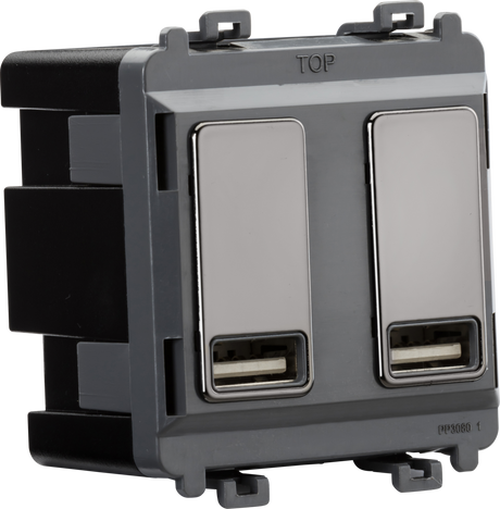 Dual USB Charger Module - Black Nickel