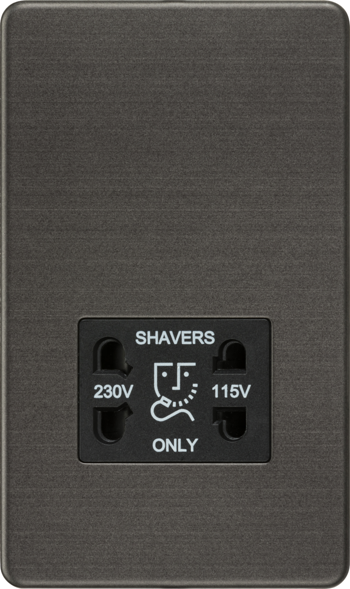 115V/230V Dual Voltage Shaver Socket - Smoked Bronze with Black Insert