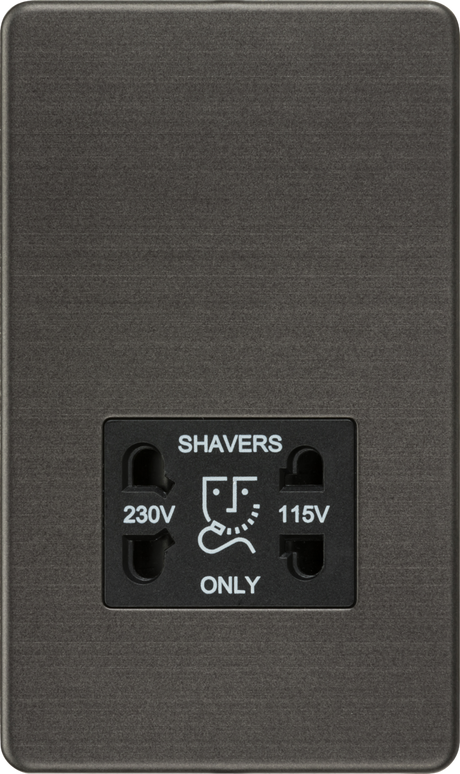 115V/230V Dual Voltage Shaver Socket - Smoked Bronze with Black Insert