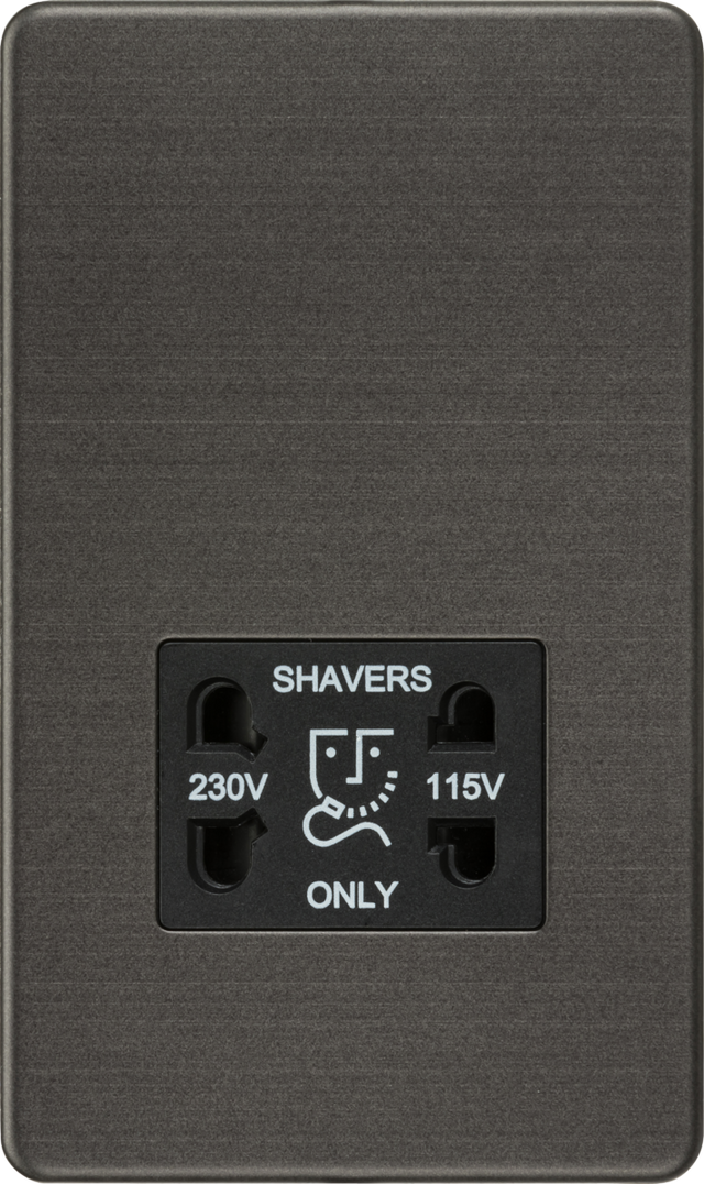 115V/230V Dual Voltage Shaver Socket - Smoked Bronze with Black Insert