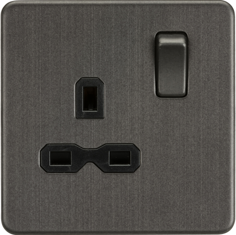 13A 1G DP Switched Socket - Smoked Bronze with Black Insert