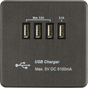 230V Quad USB-A Charger Outlet - Smoked Bronze