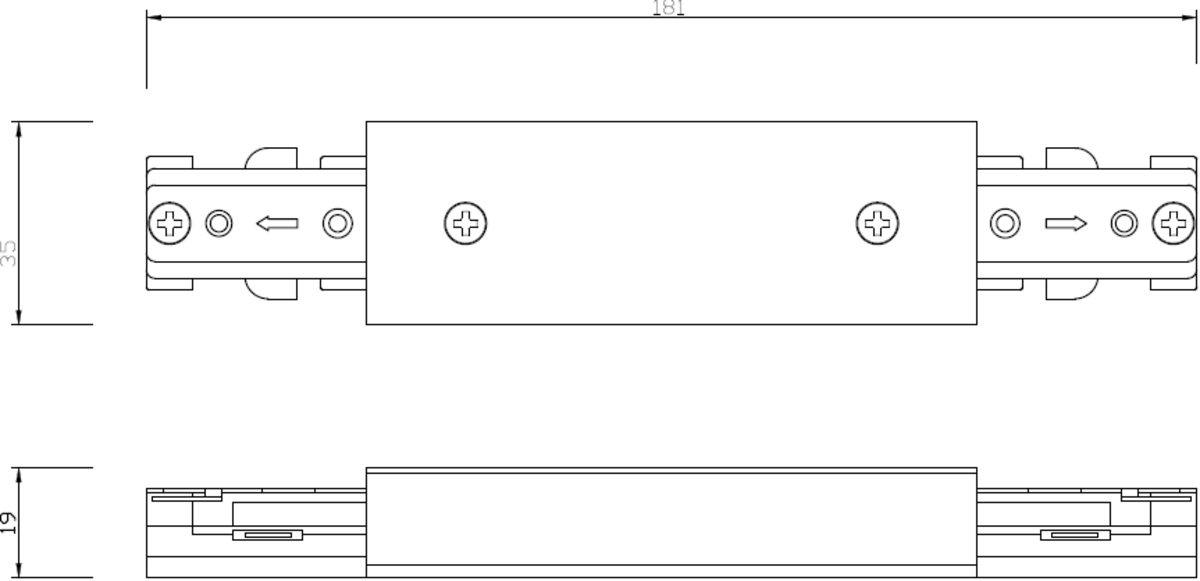 230V Track Connector Satin Nickel Side View