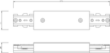 230V Track Connector Satin Nickel Side View