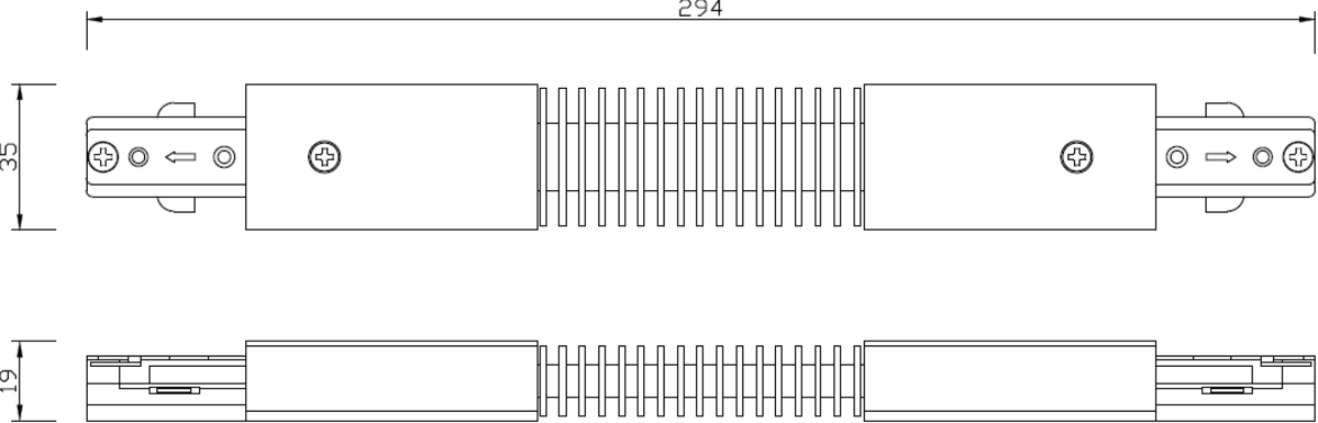 230V Single Circuit Track Flexible Connector - White
