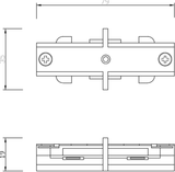 230V Track In-line Connector - White Side View