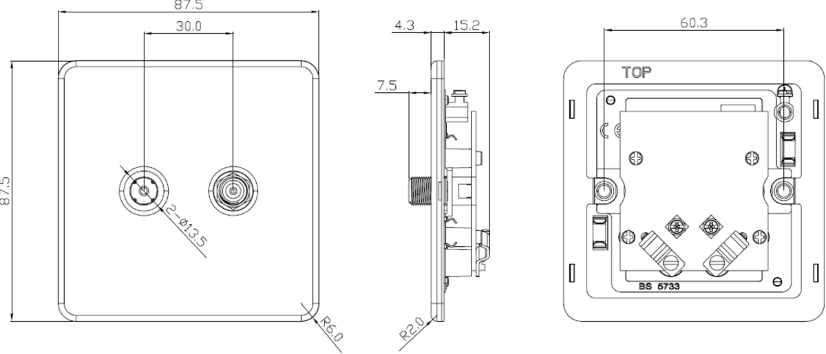 TV & SAT TV Outlet (Isolated) Image