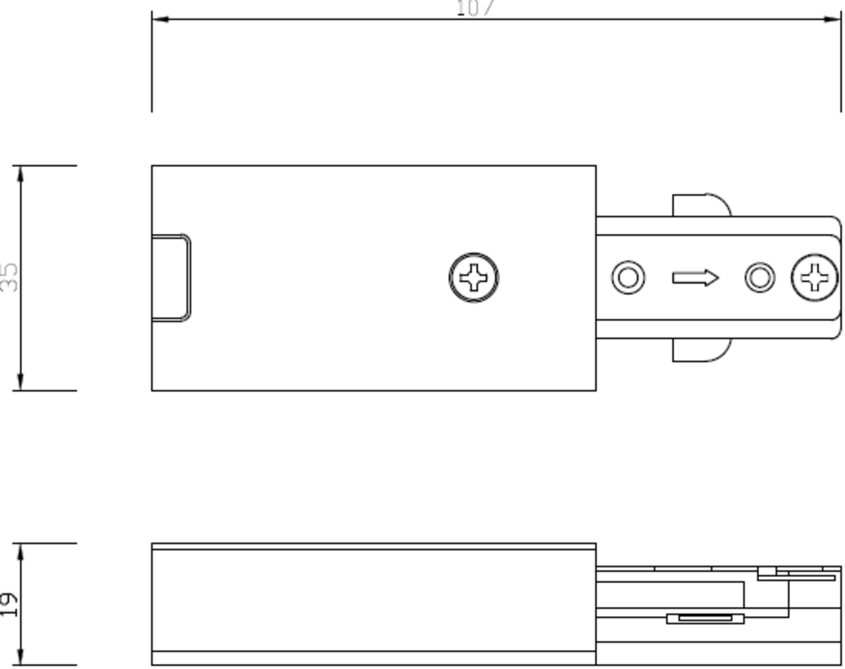 Alternate image of 230V Single Circuit Track Power Feed - Satin Nickel
