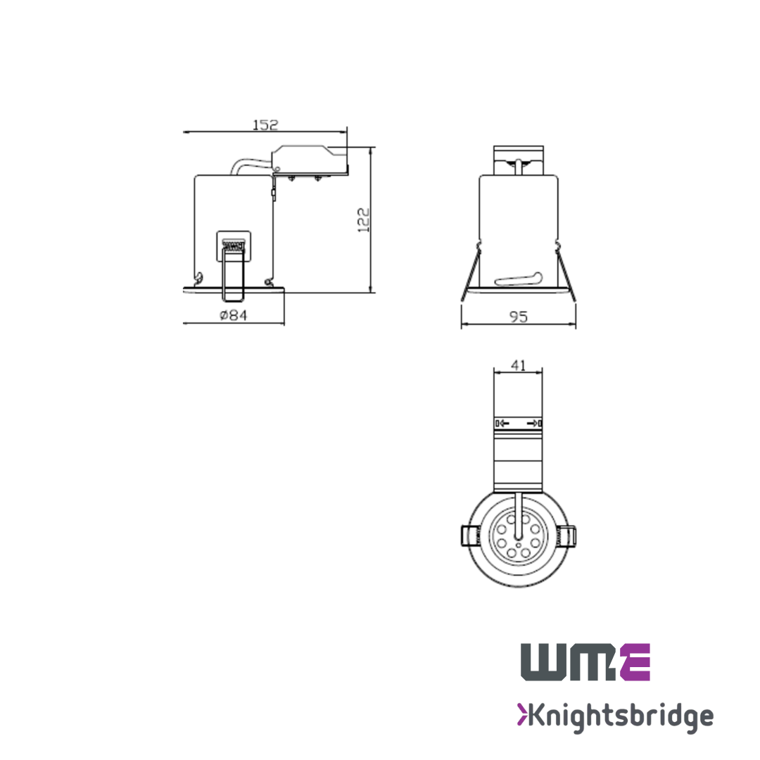 Knightsbridge: VFCFIPC, 230V IP65 Fixed GU10 Fire-Rated Downlight, Chrome Finish, Dimmable, 35W Max, Fast-Fix Installation