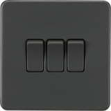 10AX Screwless 3G 2-Way Switch - Anthracite