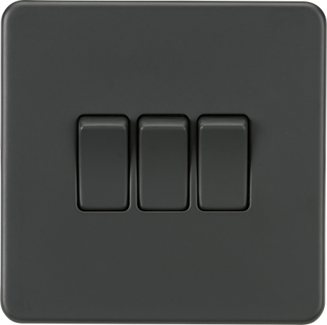 10AX Screwless 3G 2-Way Switch - Anthracite