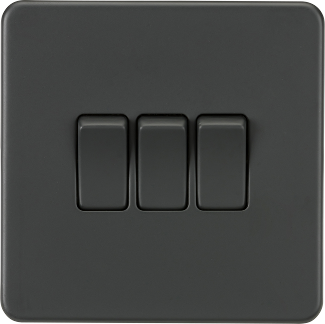 10AX Screwless 3G 2-Way Switch - Anthracite