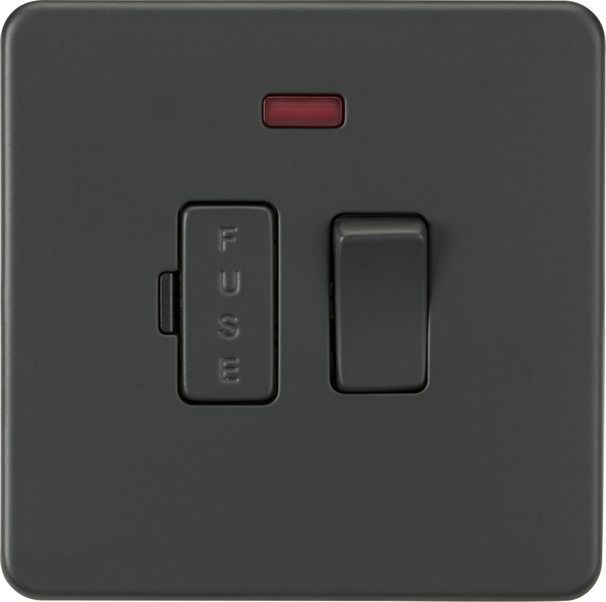 13A Switched Fused Spur Unit with Neon - Anthracite, Screwless Design
