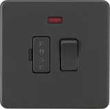 13A Switched Fused Spur Unit with Neon - Anthracite, Screwless Design