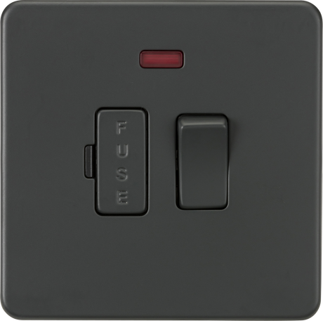 13A Switched Fused Spur Unit with Neon - Anthracite, Screwless Design