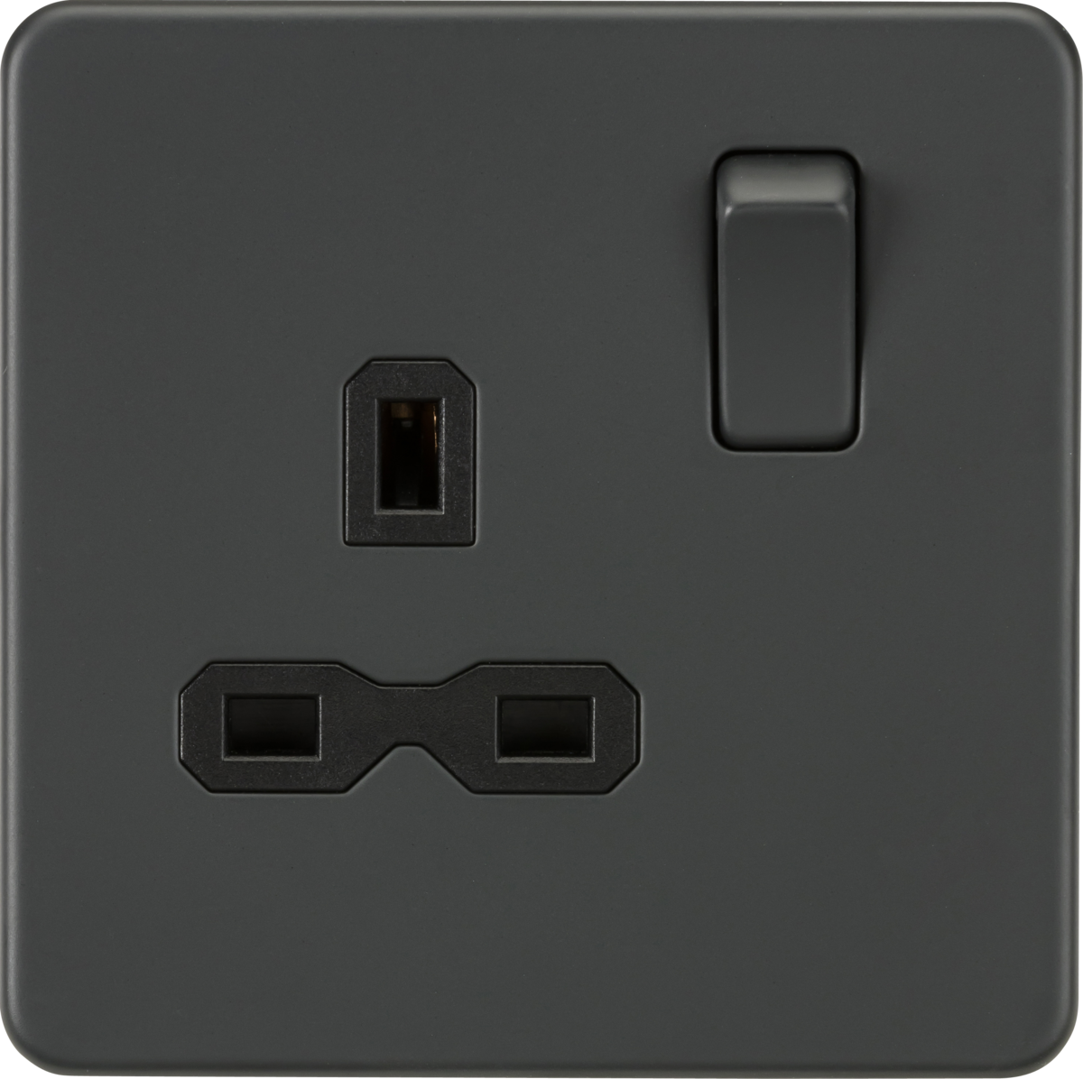 13A 1G DP Switched Socket - Anthracite with Black Insert