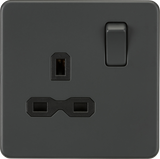 13A 1G DP Switched Socket - Anthracite with Black Insert