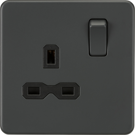 13A 1G DP Switched Socket - Anthracite with Black Insert