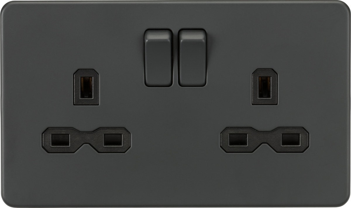 13A 2G DP Switched Socket - Anthracite