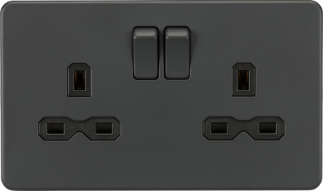 13A 2G DP Switched Socket - Anthracite