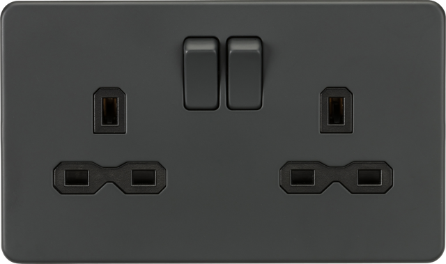 13A 2G DP Switched Socket - Anthracite