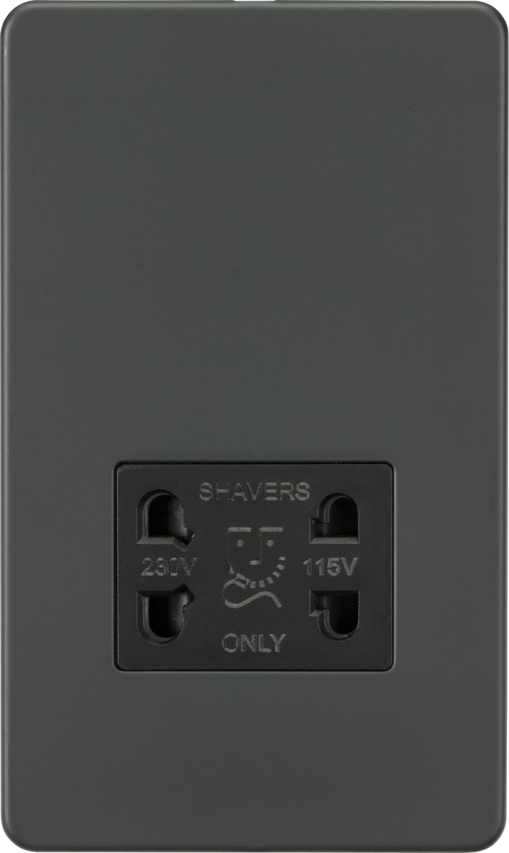 115V/230V Dual Voltage Shaver Socket - Anthracite with Black Insert