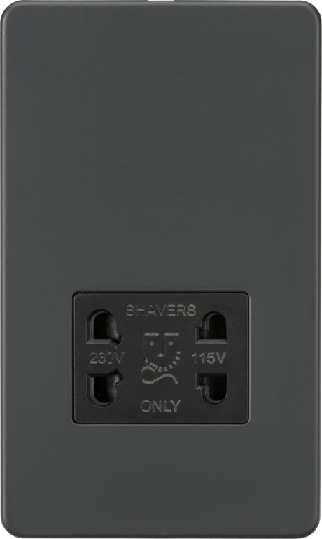 115V/230V Dual Voltage Shaver Socket - Anthracite with Black Insert