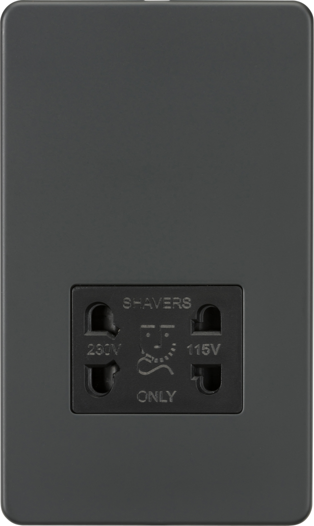 115V/230V Dual Voltage Shaver Socket - Anthracite with Black Insert