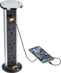Knightsbridge IP54 3G Pop-Up Socket with Dual USB Charger A+C - Polished Chrome