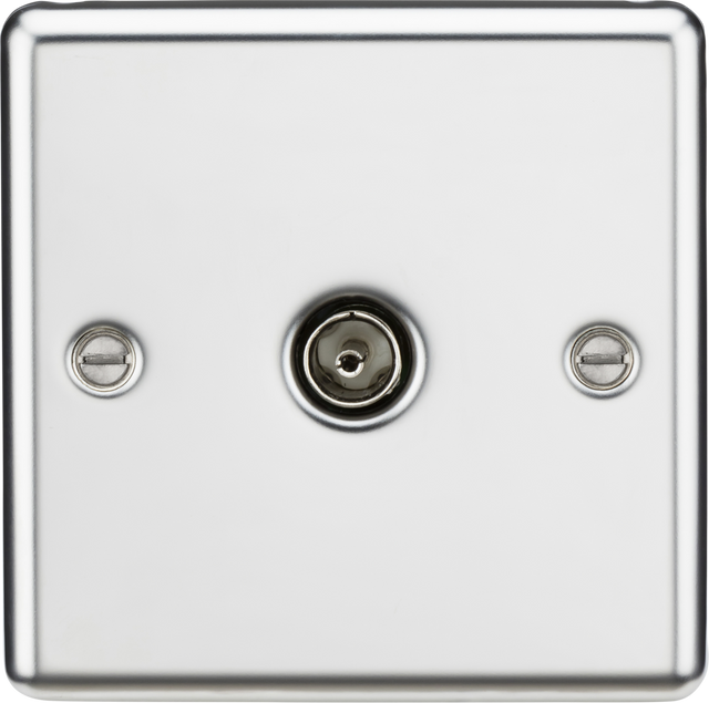 TV Outlet (Non-Isolated) - Polished Chrome, Rounded Edge