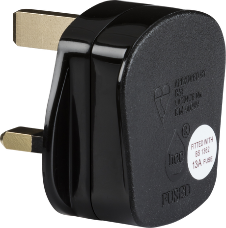 13A Rough Use Plug Top - Black - BSI Kitemarked