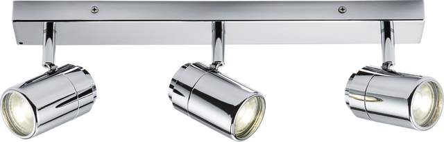 230V IP44 GU10 Triple Bar Spotlight - Chrome, Adjustable Design