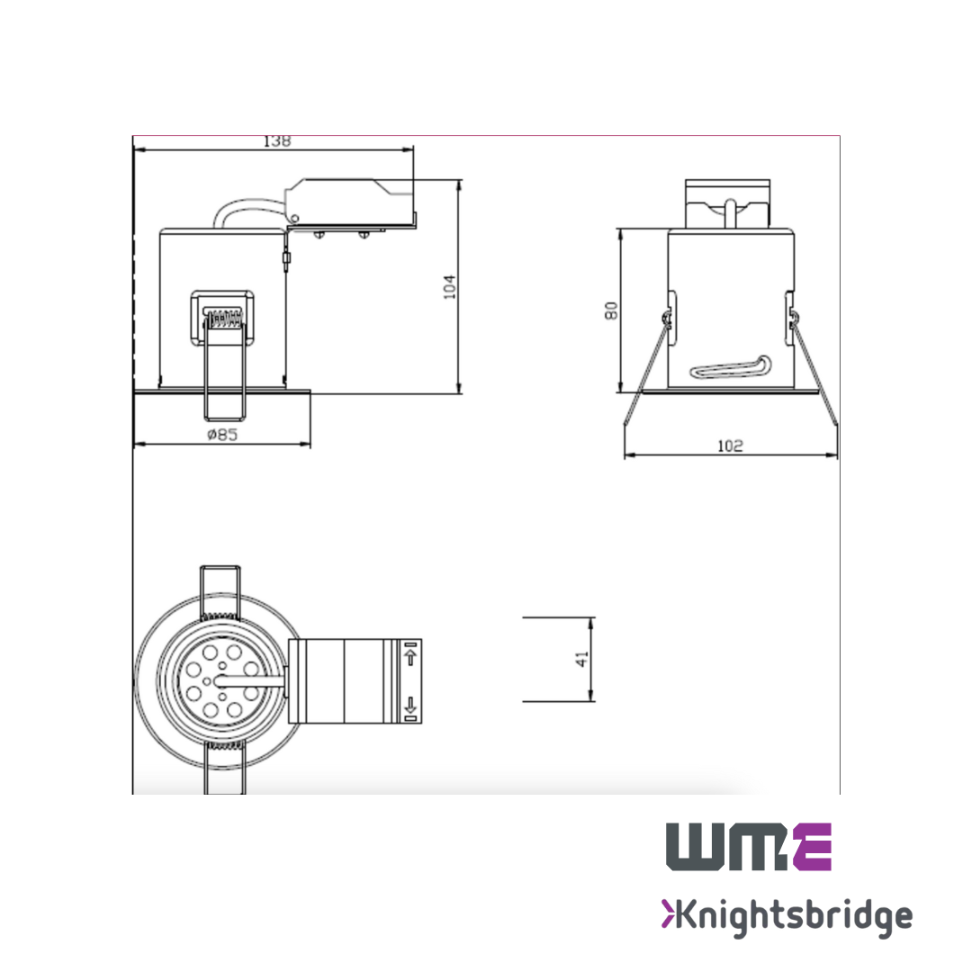 Knightsbridge: VFCFC, 230V GU10 Fire-Rated Downlight, Chrome Finish, Dimmable, 35W Max, IP20
