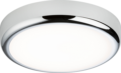 230V IP65 9W CCT Adjustable LED Bulkhead with Chrome Trim