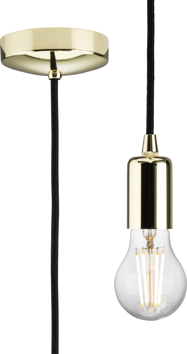 1.8m E27 Contemporary Pendant Set - Polished Brass