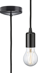1.8m E27 Contemporary Pendant Set - Matt Black