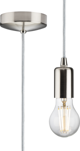 1.8m E27 Contemporary Pendant Set - Brushed Chrome