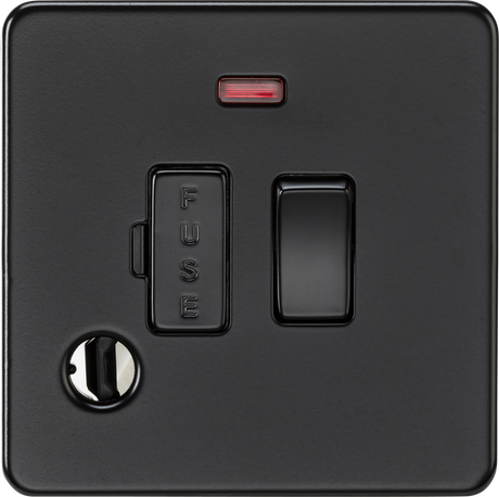 13A Switched Fused Spur with Neon - Matt Black