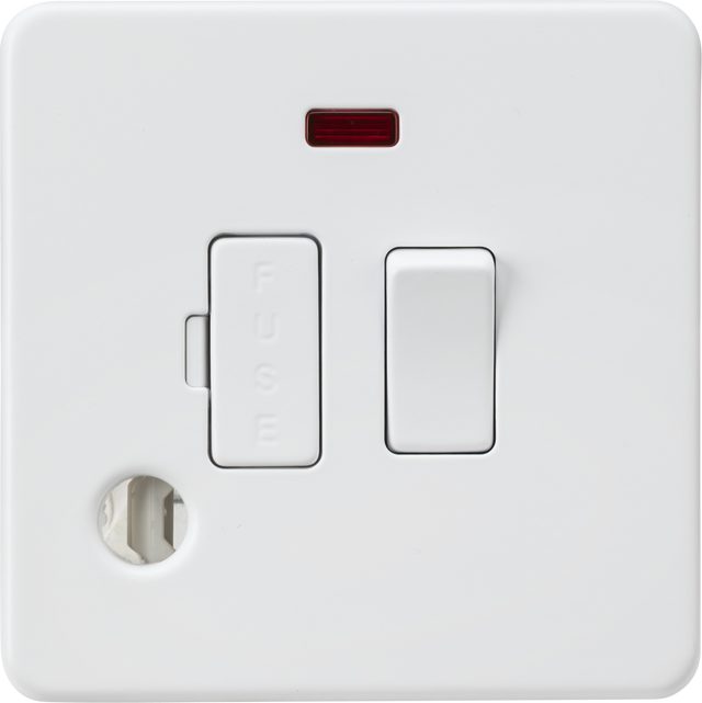 13A Switched Fused Spur with Neon and Flex Outlet - Matt White