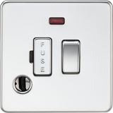 13A Switched Fused Spur with Neon and Flex Outlet - Polished Chrome