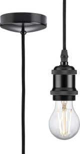 1.8m E27 Vintage Pendant Set - Matt Black