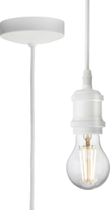 1.8m E27 Vintage Pendant Set - Matt White