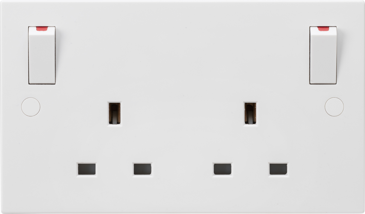 Knightsbridge 13A 2G DP Switched Socket with Twin Earths and Outboard Rockers