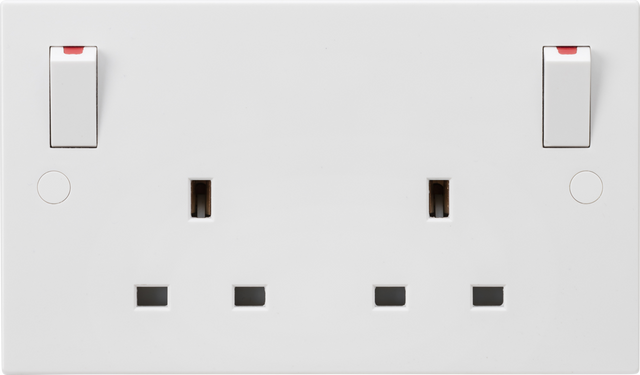 Knightsbridge 13A 2G DP Switched Socket with Twin Earths and Outboard Rockers